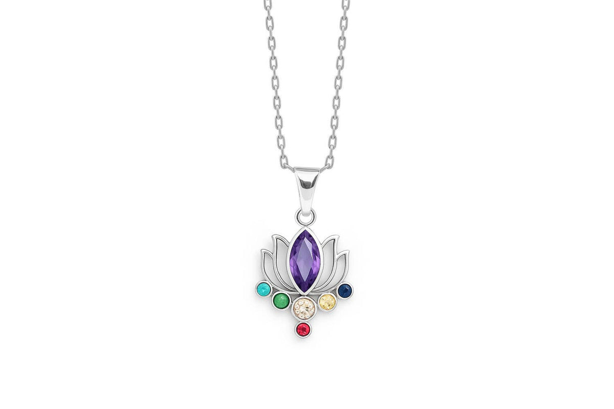 Collier Lotus des 7 Chakras – Argent 925 Rhodié - GinkgoDeco