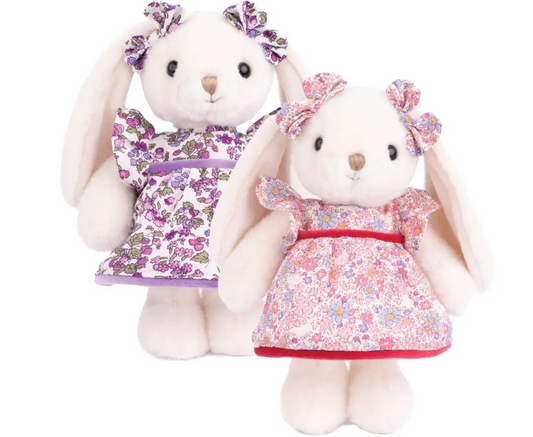 Peluche Bukowski Dalia – Lapin 22 cm en Robe Rose ou Violette