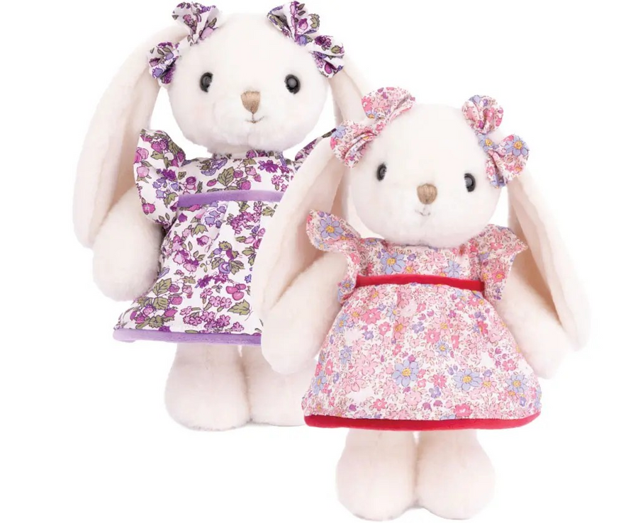Peluche Bukowski Dalia – Lapin 22 cm en Robe Rose ou Violette