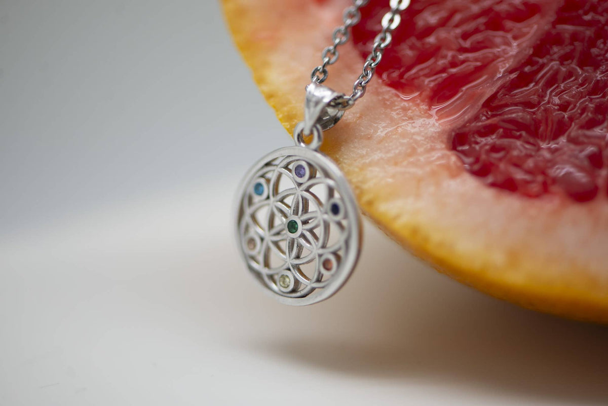 Collier 7 Chakras en Argent 925 – Rond ou Feuilles - GinkgoDeco