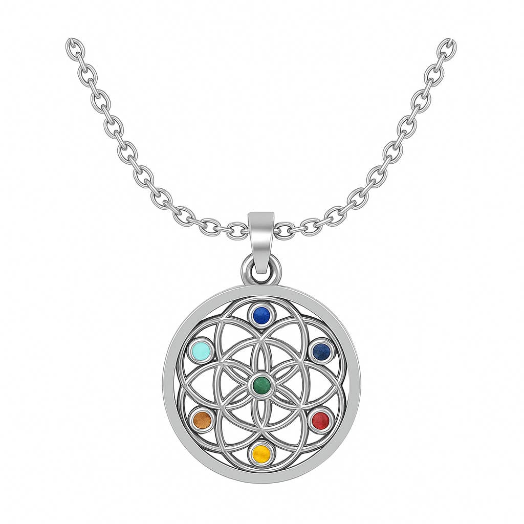 Collier 7 Chakras en Argent 925 – Rond ou Feuilles - GinkgoDeco