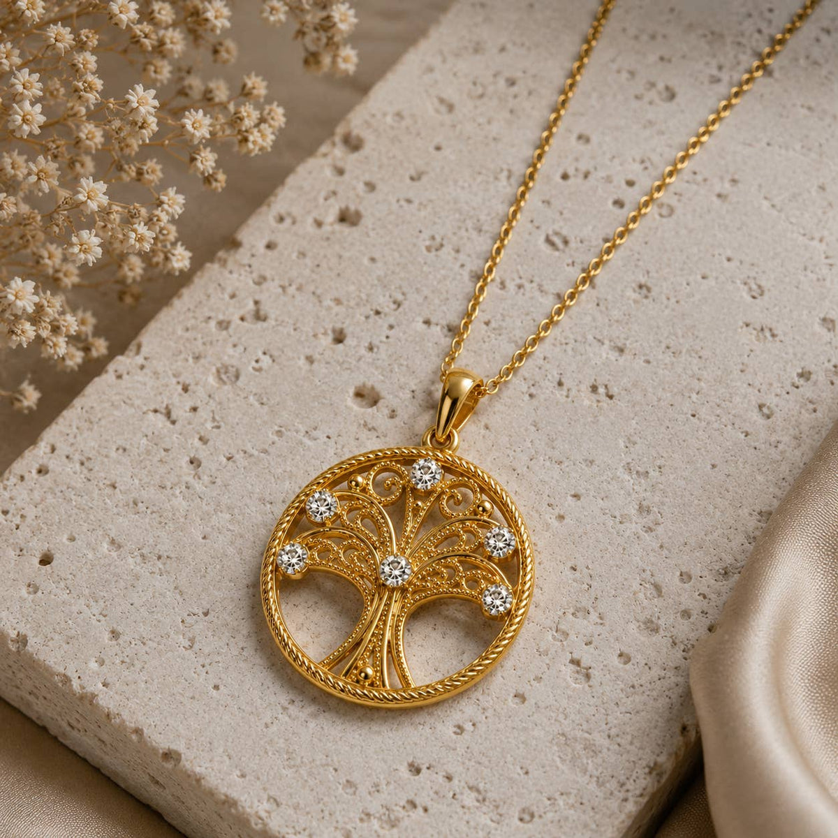 Collier Arbre de Vie Filigrane – Plaqué Or 18 Carats - GinkgoDeco
