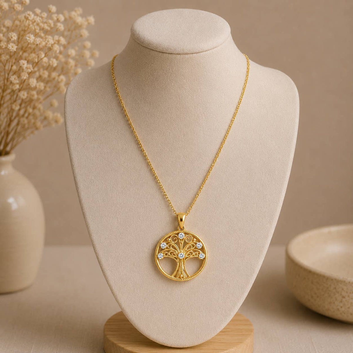 Collier Arbre de Vie Filigrane – Plaqué Or 18 Carats - GinkgoDeco