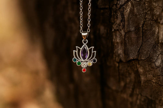 Collier Lotus des 7 Chakras – Argent 925 Rhodié - GinkgoDeco