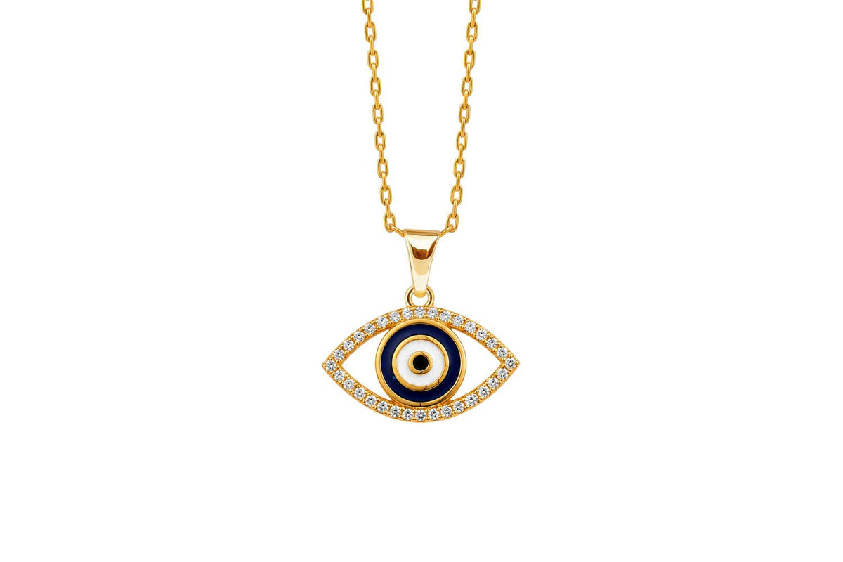 Collier Œil Grec Bleu – Talisman Protecteur Argent 925 ou Plaqué Or 18K - GinkgoDeco