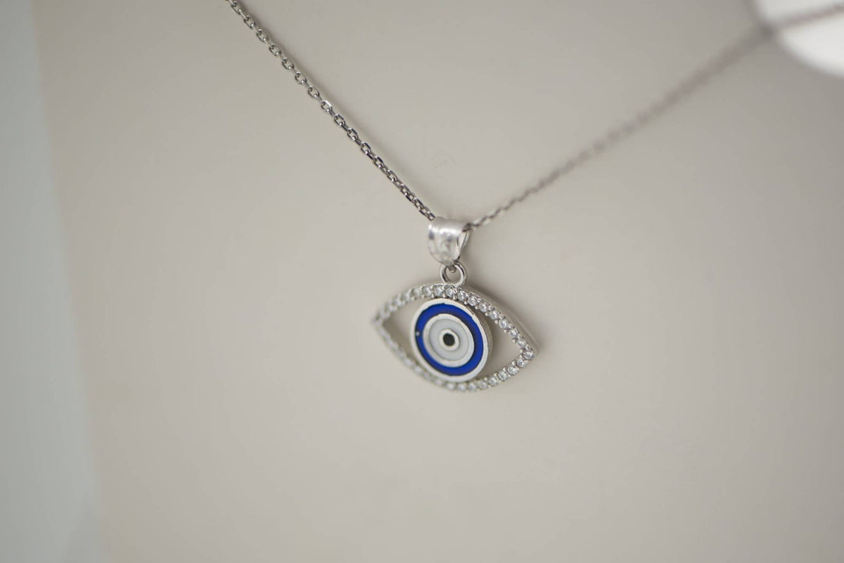 Collier Œil Grec Bleu – Talisman Protecteur Argent 925 ou Plaqué Or 18K - GinkgoDeco