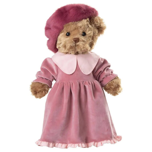 Peluche Bukowski Helenka – Ours 35 cm Robe Velours Rose - GinkgoDeco